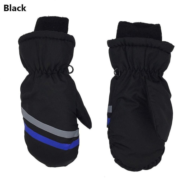 Termiske skihansker Barn Barn Vinter Fleece Vanntett Varm Barn Snowboard Snøhansker 3 Fingre For Ski Riding Style2-black