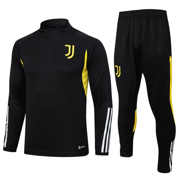 23-24 sæson Juventus hjemme langærmet trøje sæt børns voksen langærmet træningssæt sæt black S