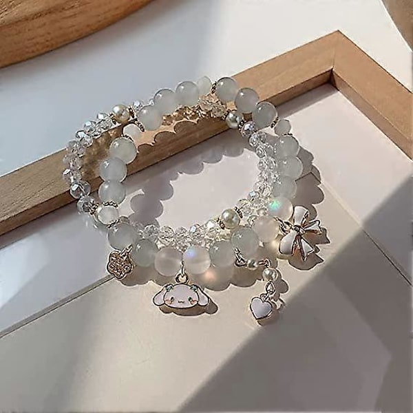 Armband Set Kristallpärlor Pärlarmband Sött Tecknat Stretch Pärlarmband Flicka Damer Vänskapsmycken (Guilin Hund) Systerarmband