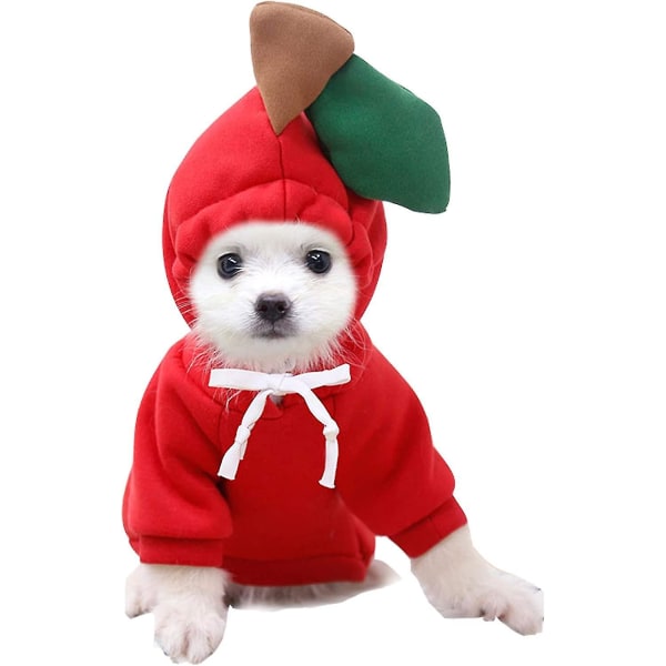 Koiran huppari, Söpöt Koiran Vaatteet Huppari, Lämpimiä Vaatteita Pienille Keskikokoisille Koirille Chihuahua Red Apple S
