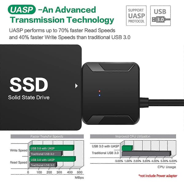 Usb3.0 - Sata-kiintolevyn kaapeli 2.5 3.5 Hdd Ssd -sovitinjohto 45cm/17.7in