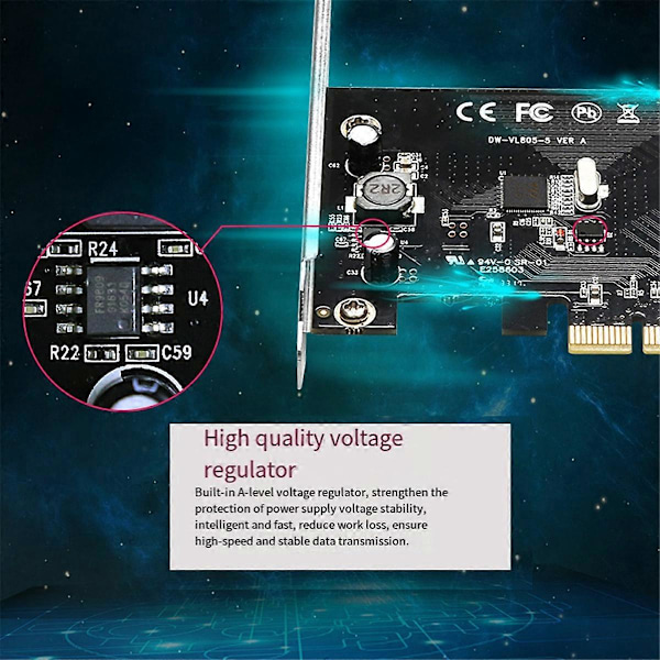 PCI Express USB 3.0 19-Pin Expansionskort PCIE 1X Till 2 Portar USB