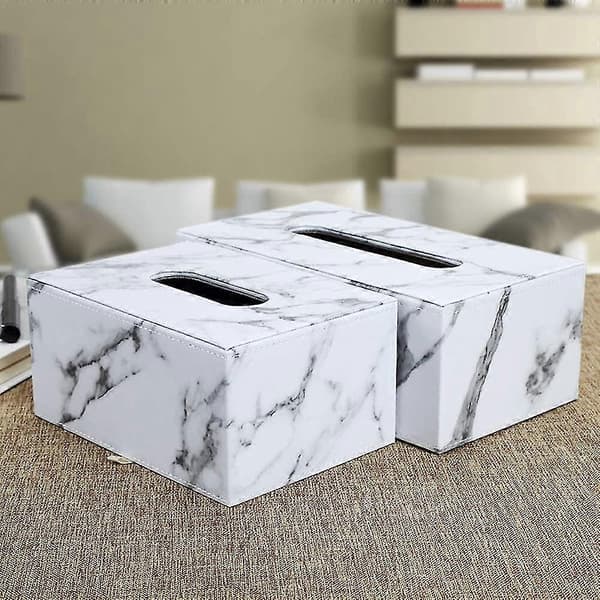 Rektangulär Tissue Box i Läder (marmor) (ShiKai)