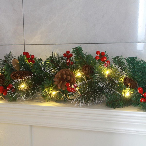 180 cm/270 cm julegrener med røde bær Personlig gjenbrukbare dekorative rekvisitter for hjemmeveggdør 1.8m