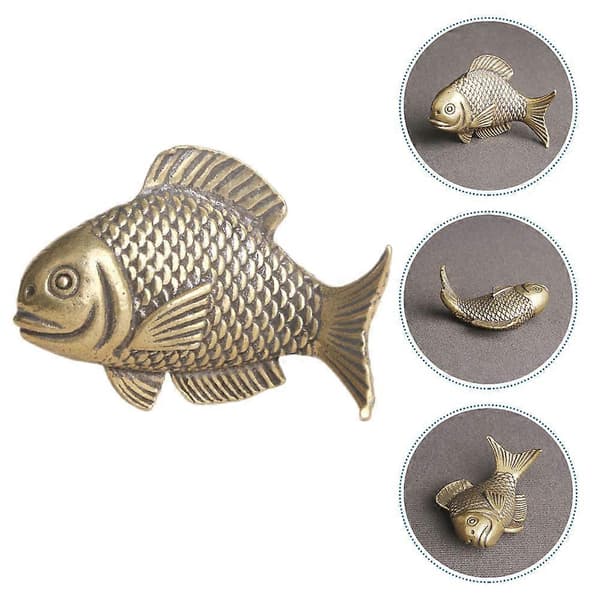 Messingfiskefigur til dekor med retrodesign, liten dyrepapirvekt