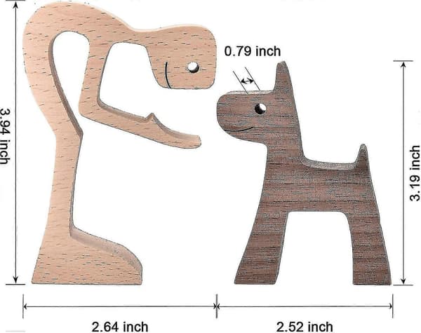 Träfigur Män & Hund Dekorativ Heminredningspresent