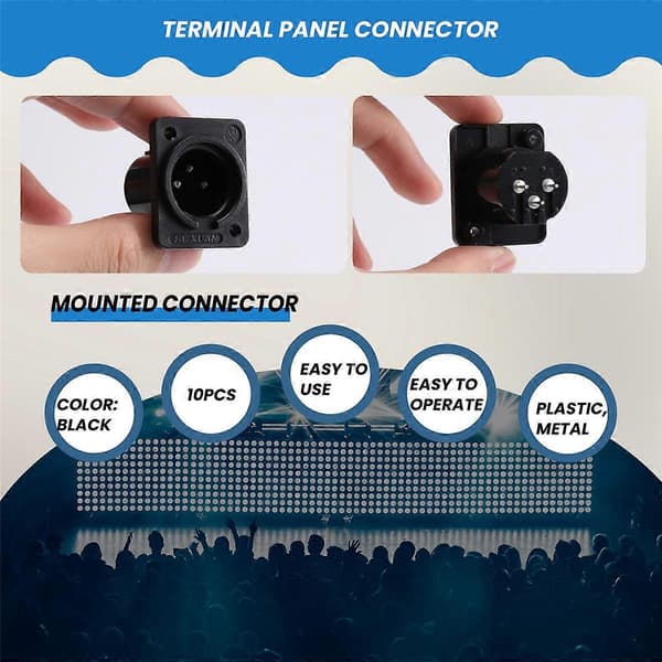 XLR Hanplugg Rak Panelmonterad Kontakt 10 Stycken