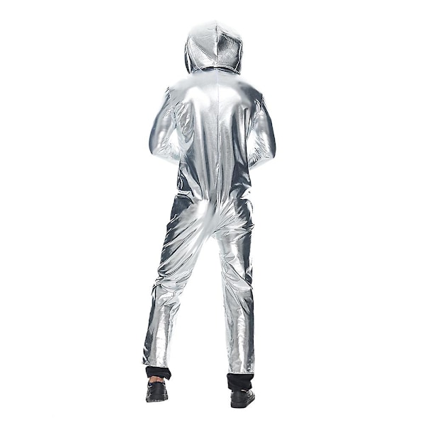 Sliver Outer Space Alien Miesten puku Ufo Explorer Uniform Fancy Mekko Astronautti puku miehelle Kosmonautti avaruuspuku L