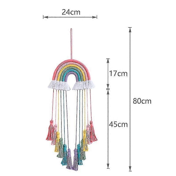 Nordisk Håndvævet Macrame Regnbue Vægtæppe Vægophæng Vedhæng Børneværelse Farve Dekoration Hjemme Ornament-A