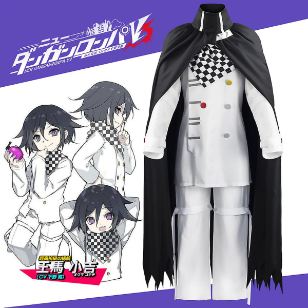 Kokichi Oma Cosplay Outfit Skoleuniform Halloween kostume Black cape XS