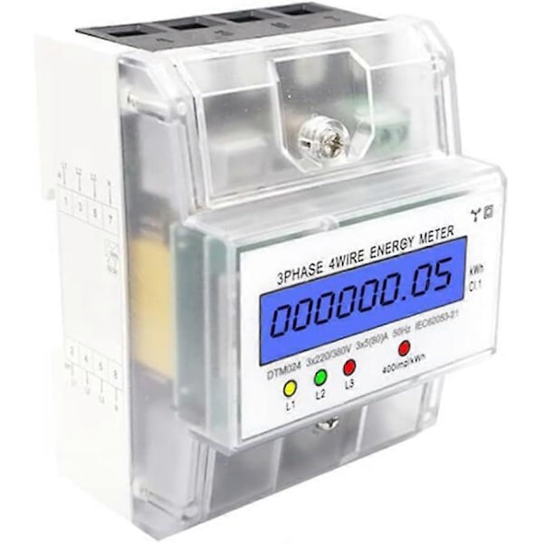 Trefase 4-leder energimåler 220/380V 5-80A Energiforbruk KWh Måler DIN-skinneinstallasjon Digital Strømmåler