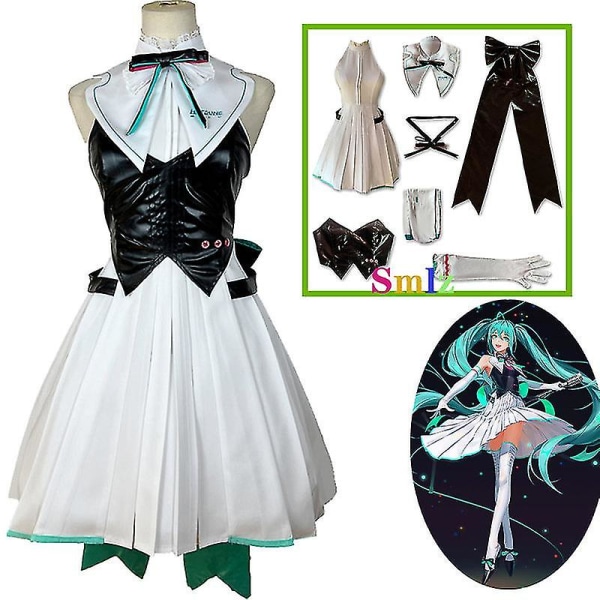 Uusi trendi Miku Cosplay Anime Puku Symphony Mekko Aloittelija Tulevaisuuden Miku Cosplay Peruukki Halloween Puku Asusteet Rekvisiitta Lahja set XL