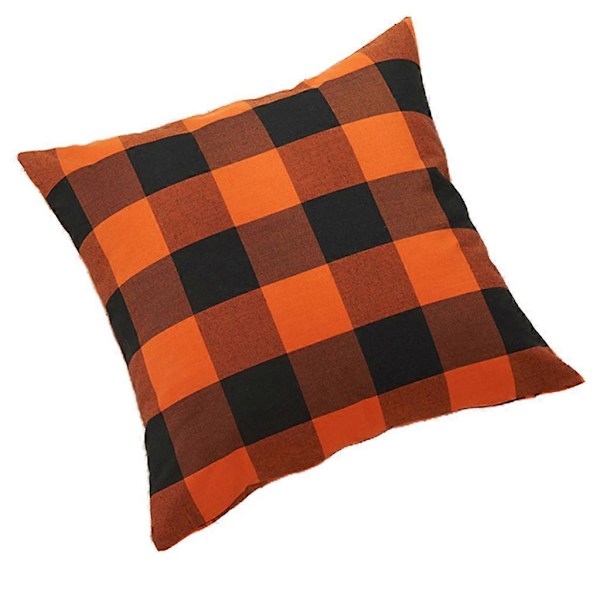 65x65cm Halloween Orange Svart Rutig Prydnadskudde Örngott Sovrum Soffa Kuddfodral Kramkudde Örngott Heminredning