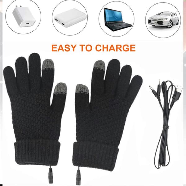 USB Vinter Opvarmede Handsker Vante Håndvaskbar Strik Touchscreen Laptop Handsker