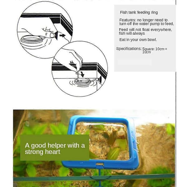 1 stk. Akvarium Flydende, Mini Foder Cirkel med Sugekop, Tary Foder Værktøj (Blå/Sort)