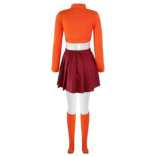 Anime Velma Cosplay Kostume Film Karakter Orange Uniform Halloween Kostume Til Kvinder Piger Cosplay Kostume Paryk short version XL