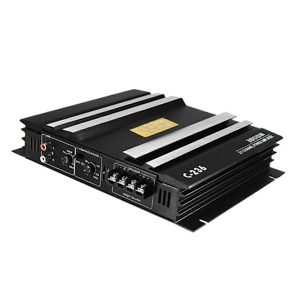 C-236 3800W Bilförstärkare 2 Kanaler Svart Aluminiumlegering Högeffekts Bil Stereo Ljudförstärkare