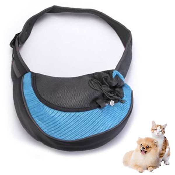 Pet Dog Sling R, Able Mesh Traveling Pet Hands- Sling Bag Justerbar polstret S-pose Enkel skulderveske for hunder Katter Blue