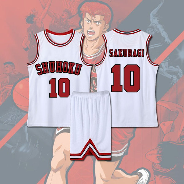 Anime Sakuragi Hanamichi Cosplay Slam Dunk Jersey Shohoku School Basketball Team Uniform Sportswear Kaede Rukawa Cosplay Costume Gray 3XS