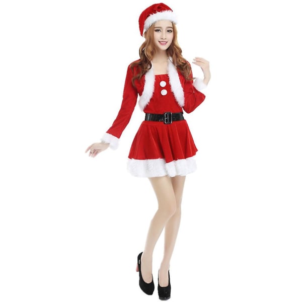 Kvinder Damer Jul Fru Santa Mean Girls Perform Kostume Fancy Dress Rød julemand Cosplay Outfit Med Hat Long Sleeve XL