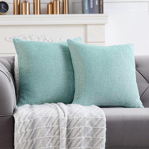Mintgrønne Putetrekk 45x45 cm Sett med 2 Ensfargede Rustikke Putetrekk Firkantet Putetrekk for Hjem Sofa Dekorasjon
