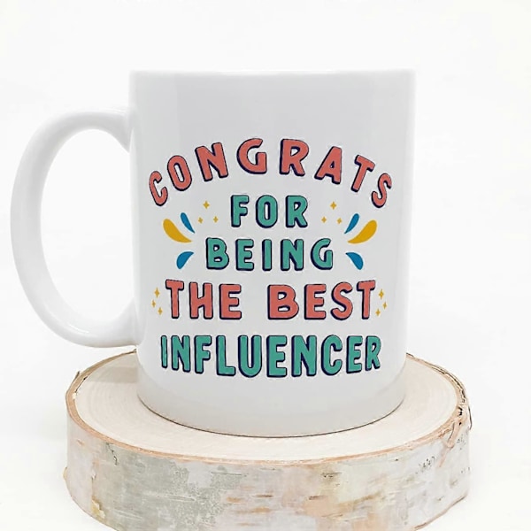Influencer Kopp Gratulerer med å være den beste morsomme gaven til kolleger Keramisk 11oz Kopp