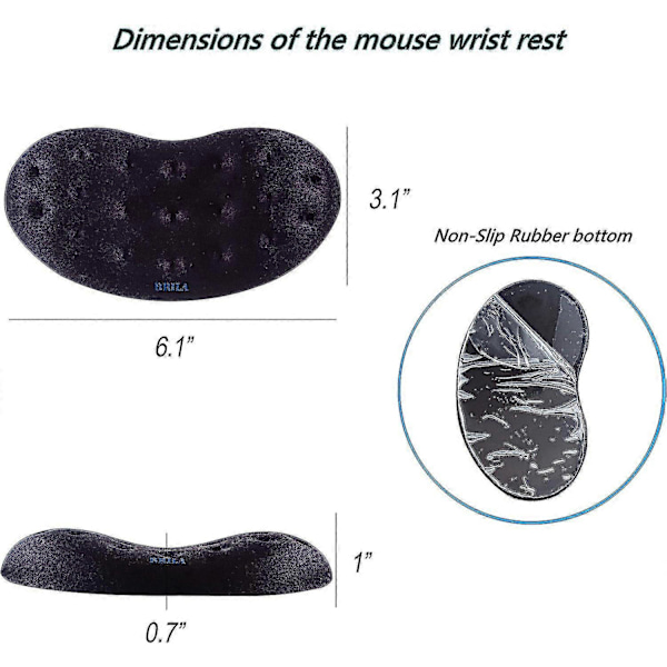 Opgraderet Ergonomisk Hukommelsesskum Muse Håndledsstøtte Pude til Computer, Laptop, Kontorarbejde, PC Gaming - Massagehuller Design - Håndledssmerter R