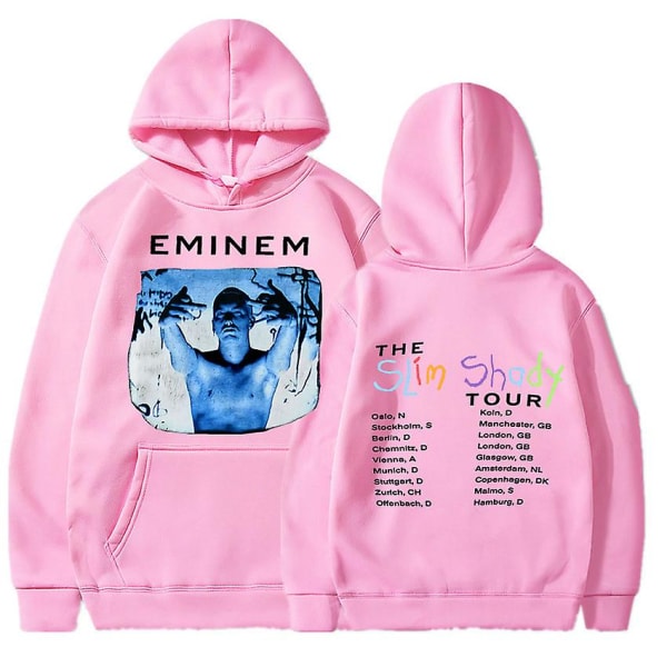 Eminem Anger Management Tour 2002 Hoodie Vintage Harajuku Funny Rick Sweatshirts Långärmade Herr Dam Pullover Mode Pink13 XXL