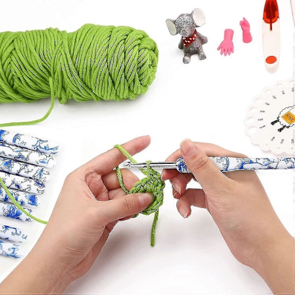 Hæklenåle Sæt med Plastikhåndtag til Gigt, Smukke Mønstrede Hæklenåle Sæt Blomst, Flade Håndtag Hæklenåle Sæt til