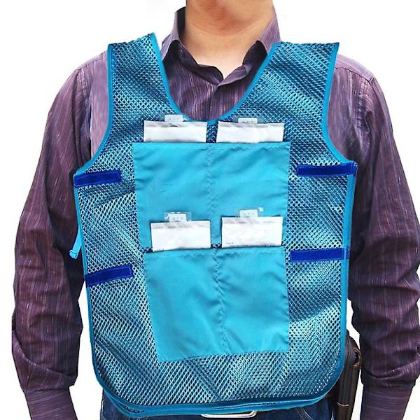 Ice Pack Vest Kesä hengittävä jäähdyttävä mesh liivi taskuilla Kannettava kylmäliivi kalastukseen Juoksupyöräilyyn Uudelleenkäytettävä jääliivi