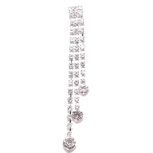 Rhinestone Krystalsæt Halskæde Øreringe Vedhæng Sølv Lang Kvast