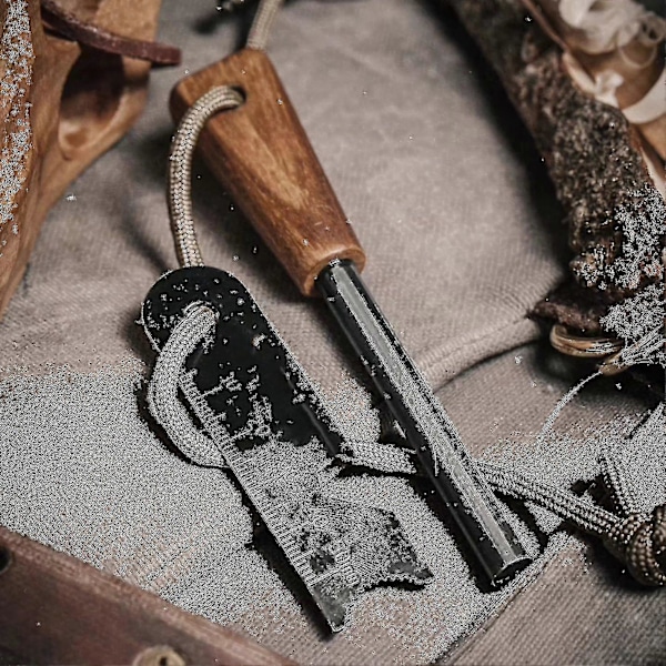 Tulitikku Thick Bushcraft Fire Steel - Käsintehty 20 000 Iskun Perinteinen Ferro-sauva