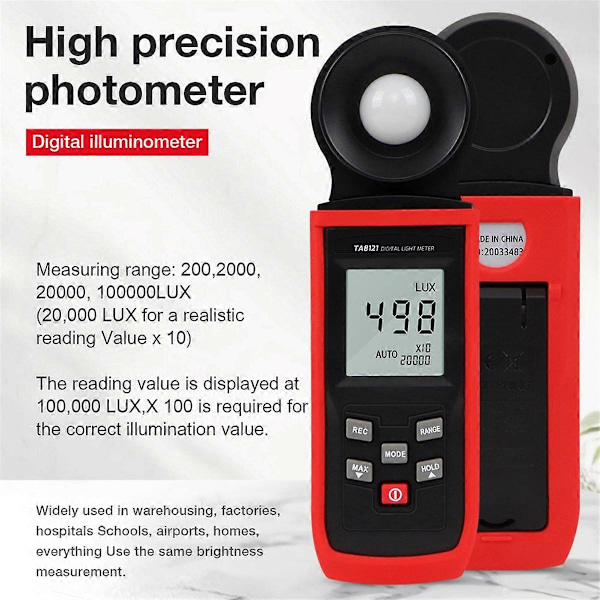 Digitalt Fotometer 100000 Lux/FC Høj Præcision Lysmåler