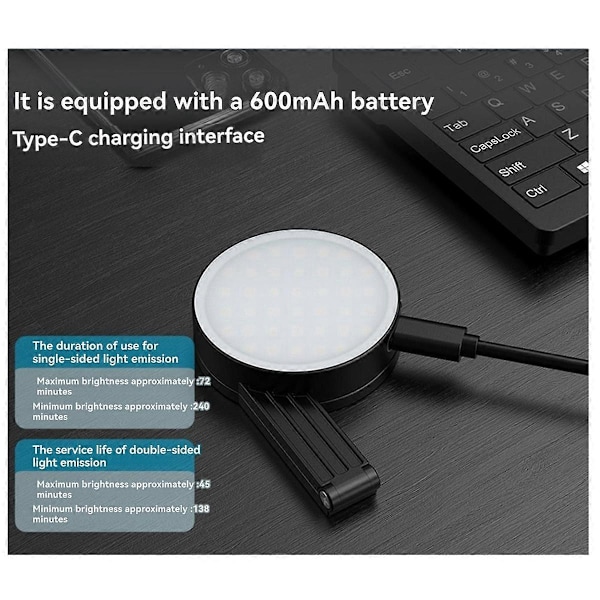 Magnetisk LED Selfie Fill Light Mini Bærbar 3 Lysindstillinger