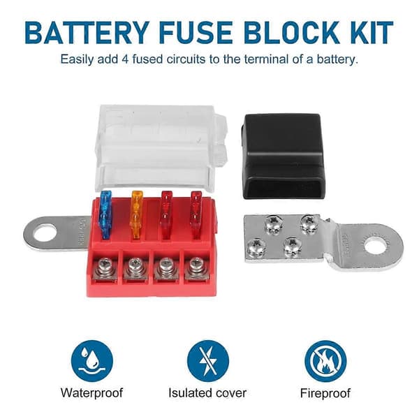 M10 100A 32V 4 Krets Blade Sikringsblokk Batteriterminalfeste