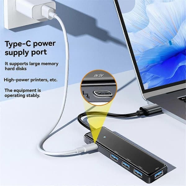 USB Hub USB C 3.0 Hub 5 Portars Dockningsstation Typ C Hub 5Gbps 100CM USB 3.0 Adapter för Laptop
