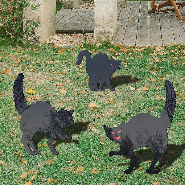 Black Cat Halloween Pihakyltit Siluetti Musta Ulkokoristeet Tervetuloa Eläinkoristeet Pation nurmikon puutarhaan Style three