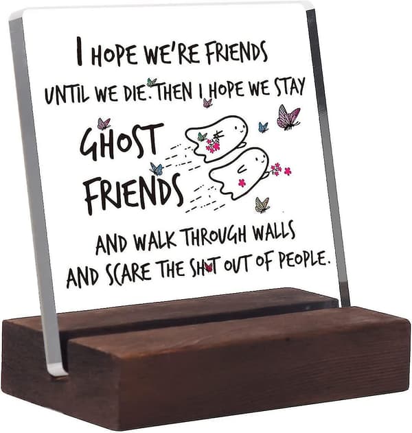 Ghost Friends Plade med tryk og træfod