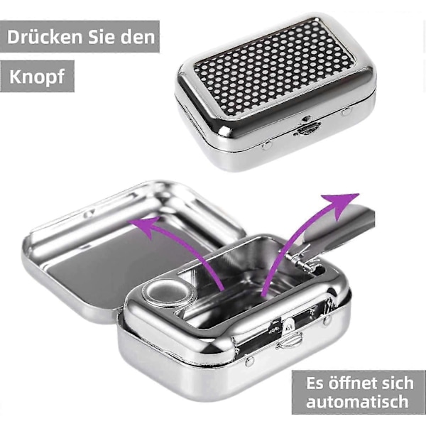 Luktresistent fickaskkopp, bärbar askkopp, bilaskkopp, mini askkopp i rostfritt stål (ShiKai)