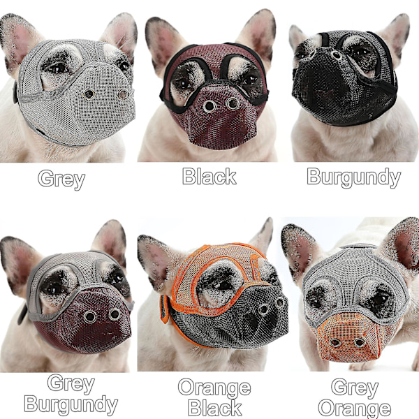 Kort Snout Hundemundkurv, Bulldog Mundkurv Justerbar Åndbar Mesh Hundemundkurv Til Bidende Tygning