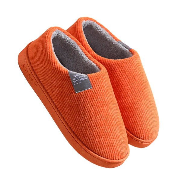 Unisex ensfarvede altomfattende varme tøfler fortykkede åndbare varme sko orange 36