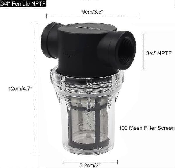 3/4 tomme Pipeline Filter til Vandpumpe med 100 Mesh Rustfrit Stål Filter