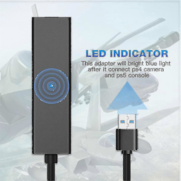 Kameraadapter for PSVR/PS5, PS VR konverterkabel kompatibel med 5 konsoll, USB 3.0 VR spilltilbehør