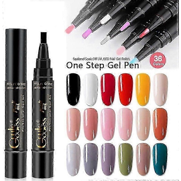 Neglelakpenne, 36 Farver Neglelak Gelpen 5 ml, 3 i 1 Gel Neglelakpen, Soak Off UV LED Neglelak Negleværktøjer til Kvinder Piger