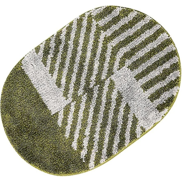 Tflycqsoft Fluffy mikrofiber ovale baderomstepper Sklisikker, sterk vannabsorberende badematte (blå og hvite striper, 18"x26")