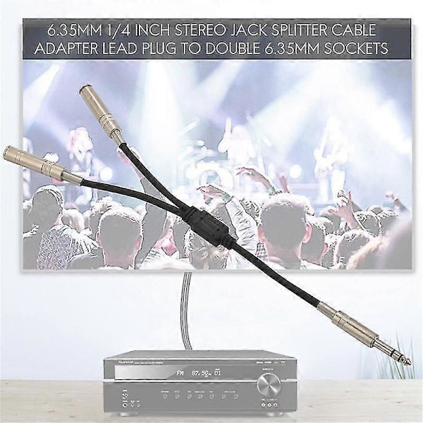 6,35 mm 1/4 tomme Stereo Jack Splitter Kabel Adapter Ledning Stik til Dobbelte 6,35 mm Stik