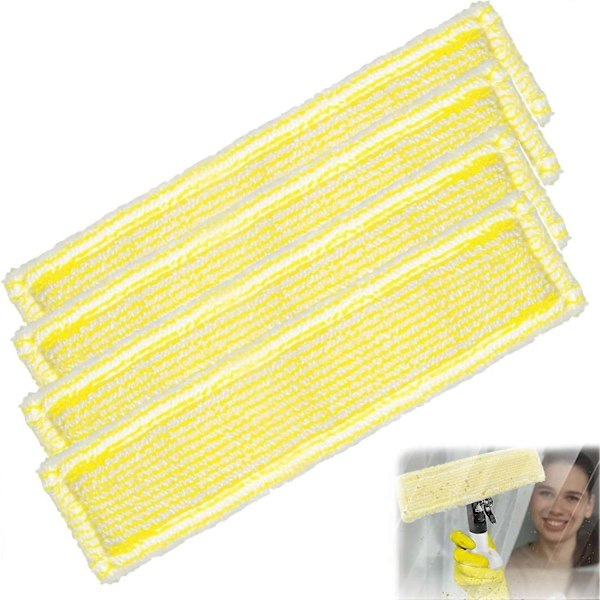 4 stk. WV Mikrofiberhetter Tilbehør for Kärcher Vindusvasker WV 2 Plus N, WV 2 Premium, WV 5 Plus N, WV 5 Premium, WV6 Plus, 7cmx27.5cmx1cm