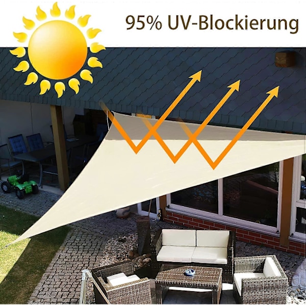 Triangulær solseil, 3x3x3m, Oxford polyester, UV-beskyttelse, Ripstop, vanntett, oransje