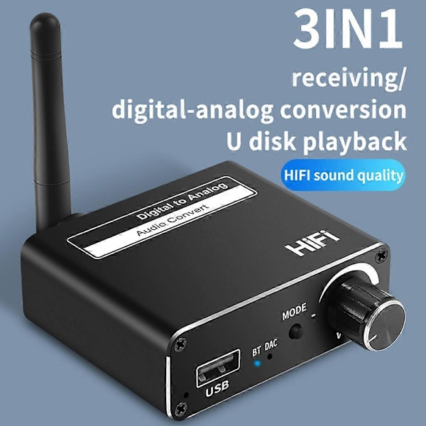 Stabil Lydtransmission Forsyninger Lydkonverter U Disk Digital til Analog