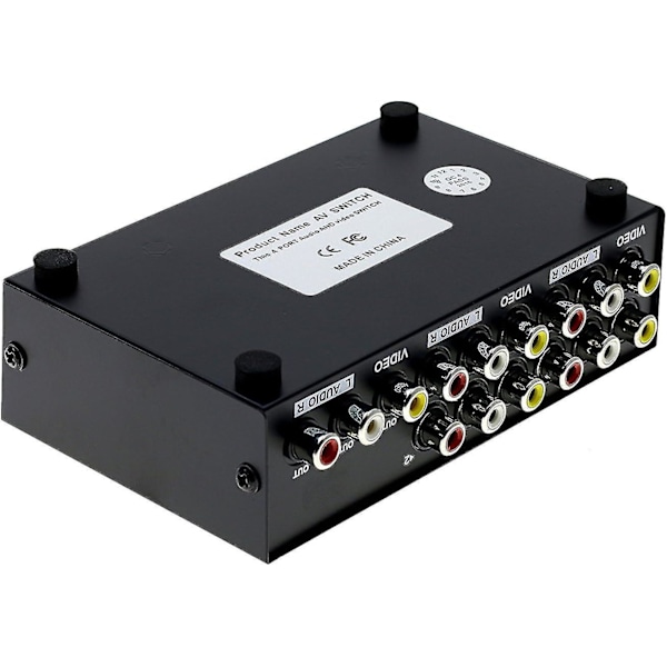 4-vägs AV-switch RCA-omkopplare 4 in 1 ut Kompositvideo L/R Stereo Ljudväljare Box För DVD STB Spelkonsoler, Standard RCA-kontakter